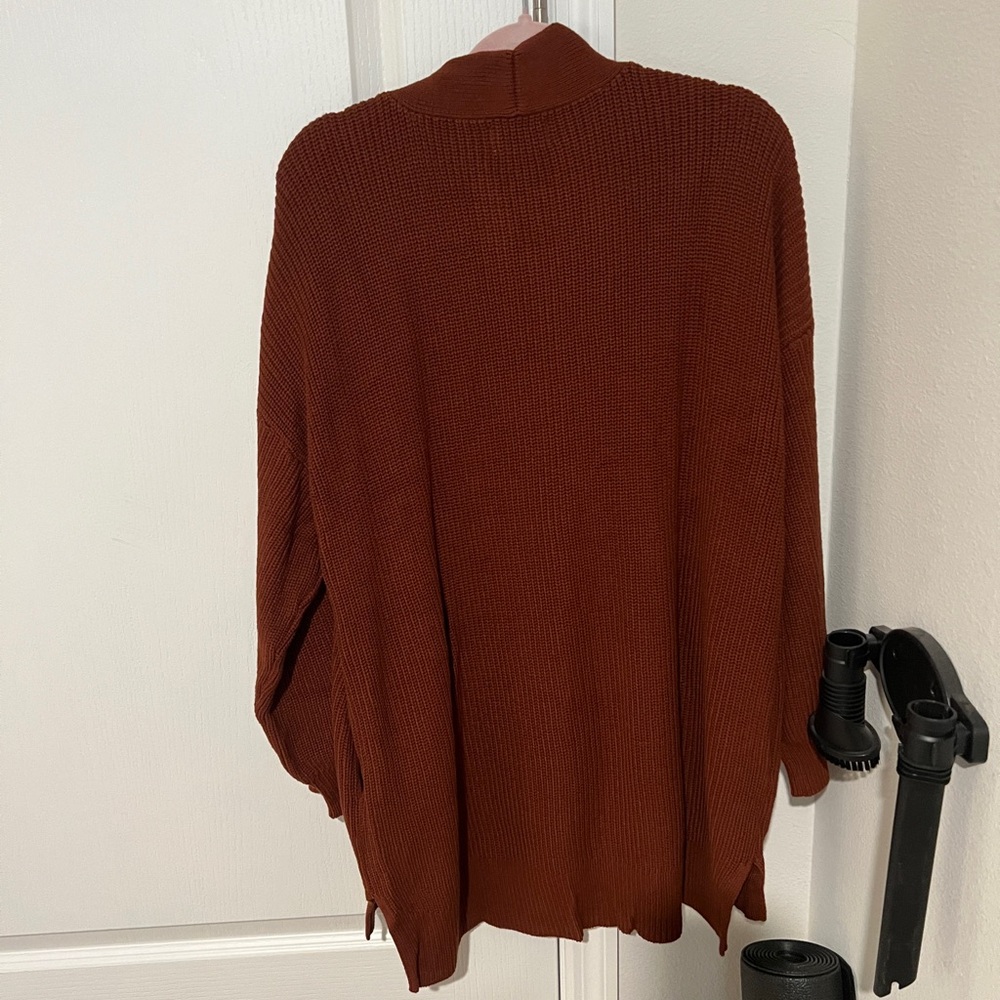 Open-Front Rust Cardigan Sweater - Picture 4 of 5